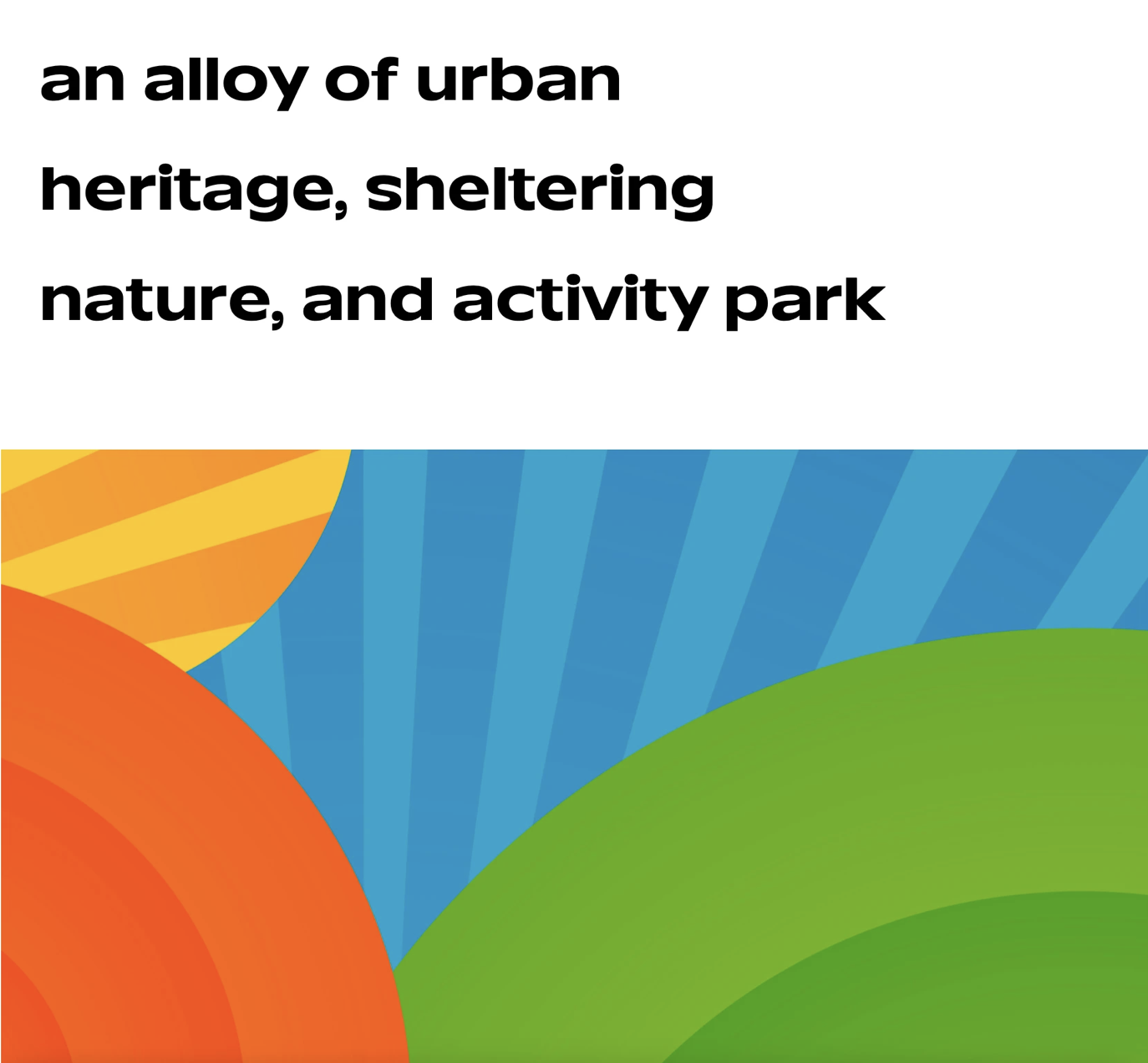 Bright abstract background from El Park’s new visual identity, featuring orange, green, and blue curved shapes inspired by nature and energy.