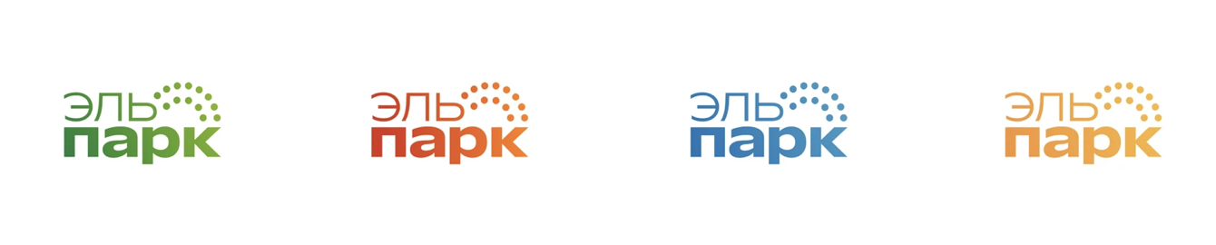 Four color variations of the El Park logo for Elektrostal park rebranding.