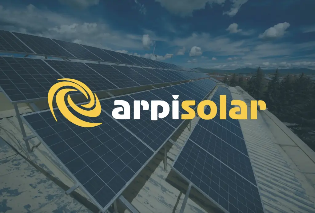 ArpiSolar marketing presentation kit featuring solar panel brand identity