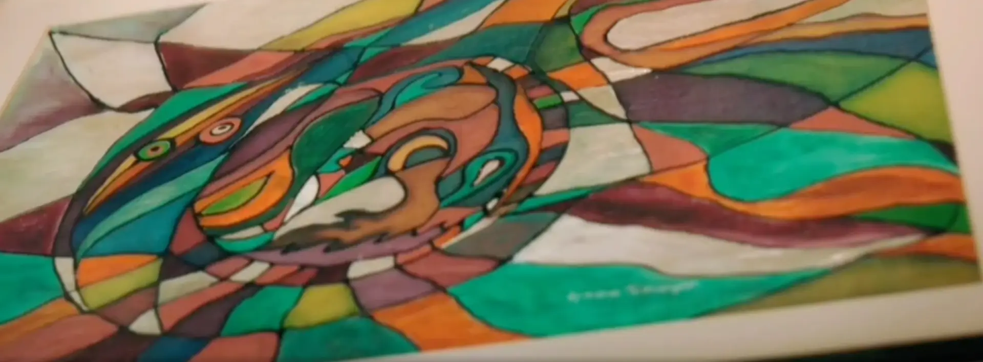 Abstract colorful painting by Armine Tumanyan, featured in SHACLAMIAN’s personal branding film highlighting her work as artist, curator, and art manager.
